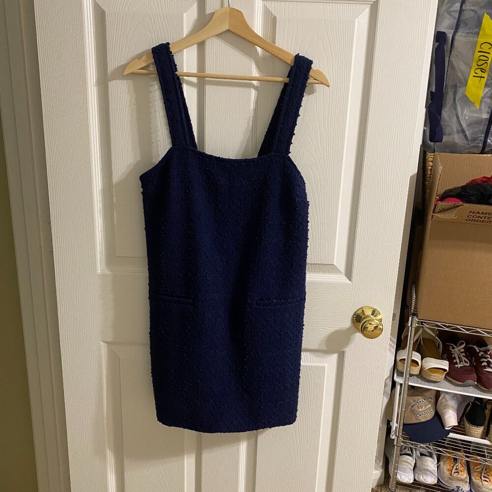NWT Abercrombie and Fitch Tweed Shift Mini Dress in Navy Blue